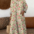 Women's Vintage Floral Pattern Art Print Cotton Dress