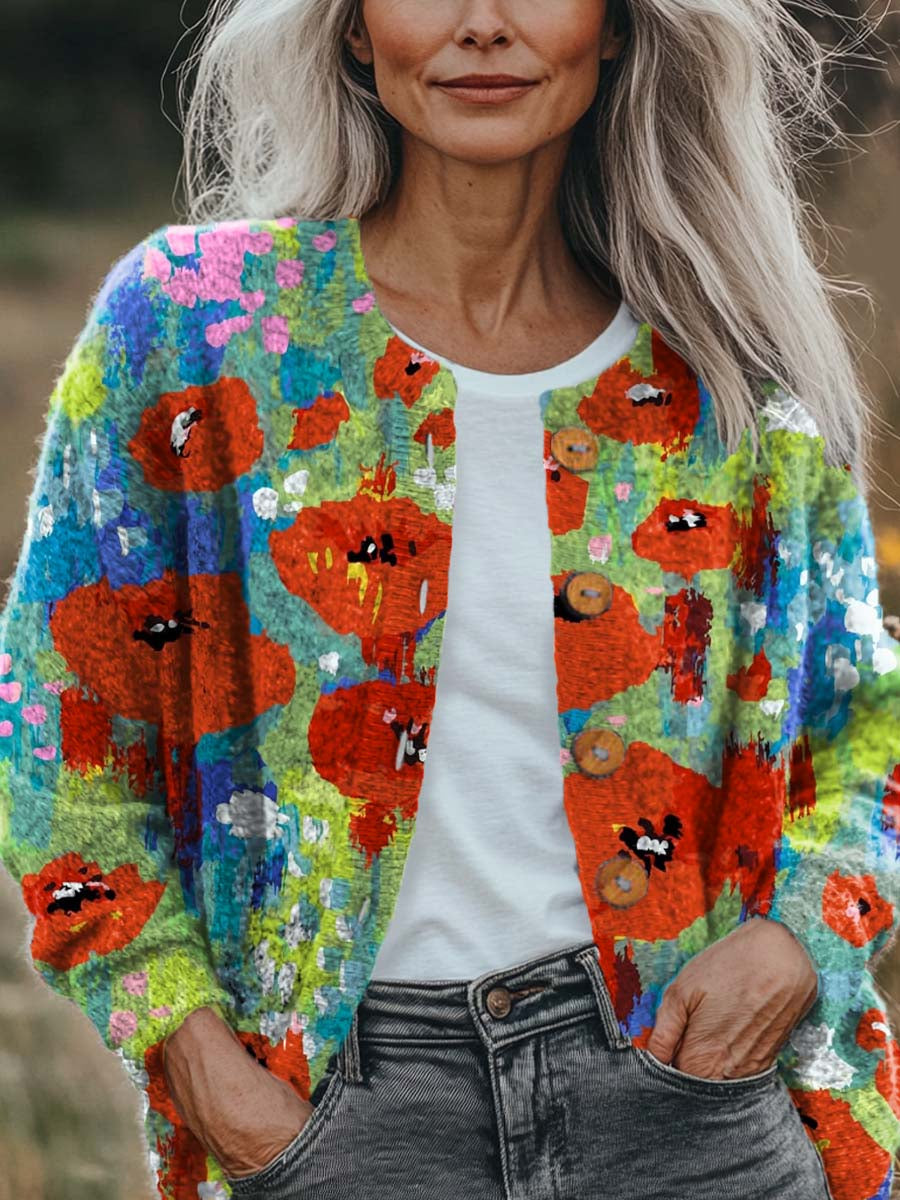womens-vintage-floral-pattern-art-print-buttoned-cardigan-sweater-4jcy