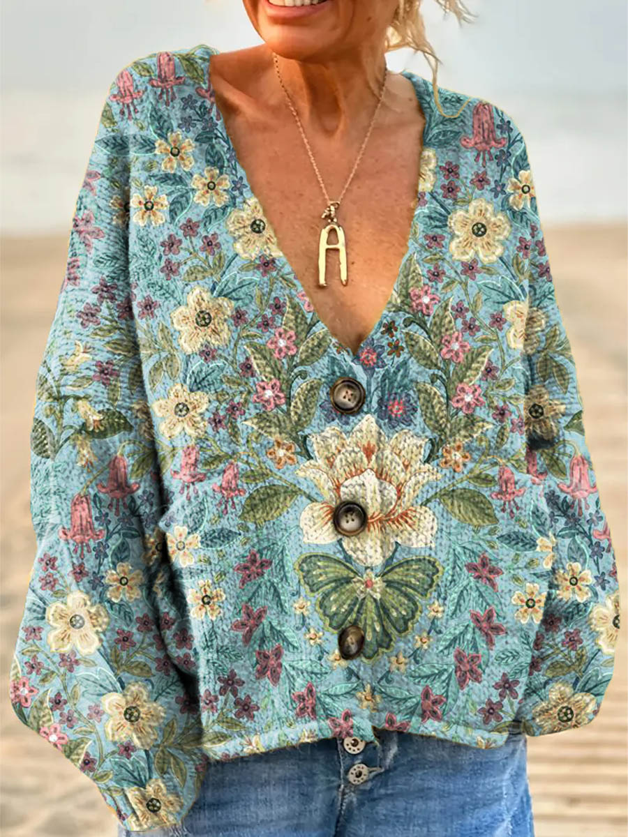 womens-lovely-floral-art-print-casual-pullover-sweater-dihx