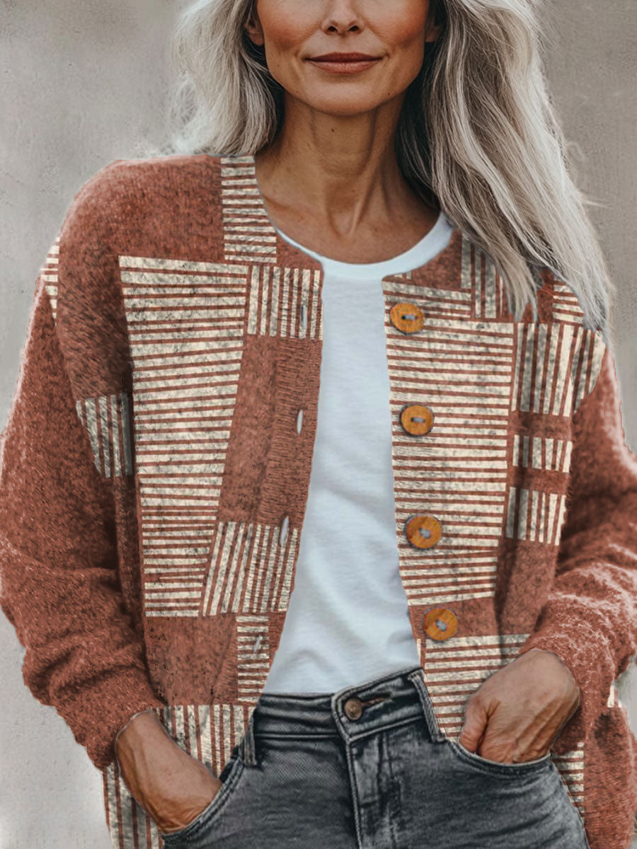abstract-terracotta-linocut-boho-art-pattern-print-buttoned-cardigan-sweater