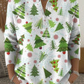 Women's Christmas Trees Pattern Art Print Buttoned Cardigan Sweater