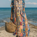 Women's Geometric Pattern Art Print Cotton Dress