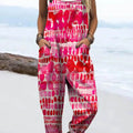 Women's Abstract Pattern Art Print Casual 100% Cotton Wide Leg Jumpsuit