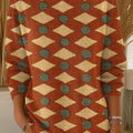Women's Vintage Diamond Circle Geometric Painting Art Print Casual Pullover Sweater