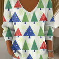 Women's Beautiful And Colorful Winter Christmas Tree Painting Art Print Casual Pullover Sweater