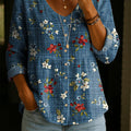 Women's Floral Pattern Art Print Casual Cotton Shirt