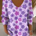 Women's Simple Floral Multicolor Abstract Casual Print Pullover Sweater