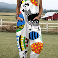 Women's Funny Chick Art  Print Casual 100% Cotton Wide Leg Jumpsuit