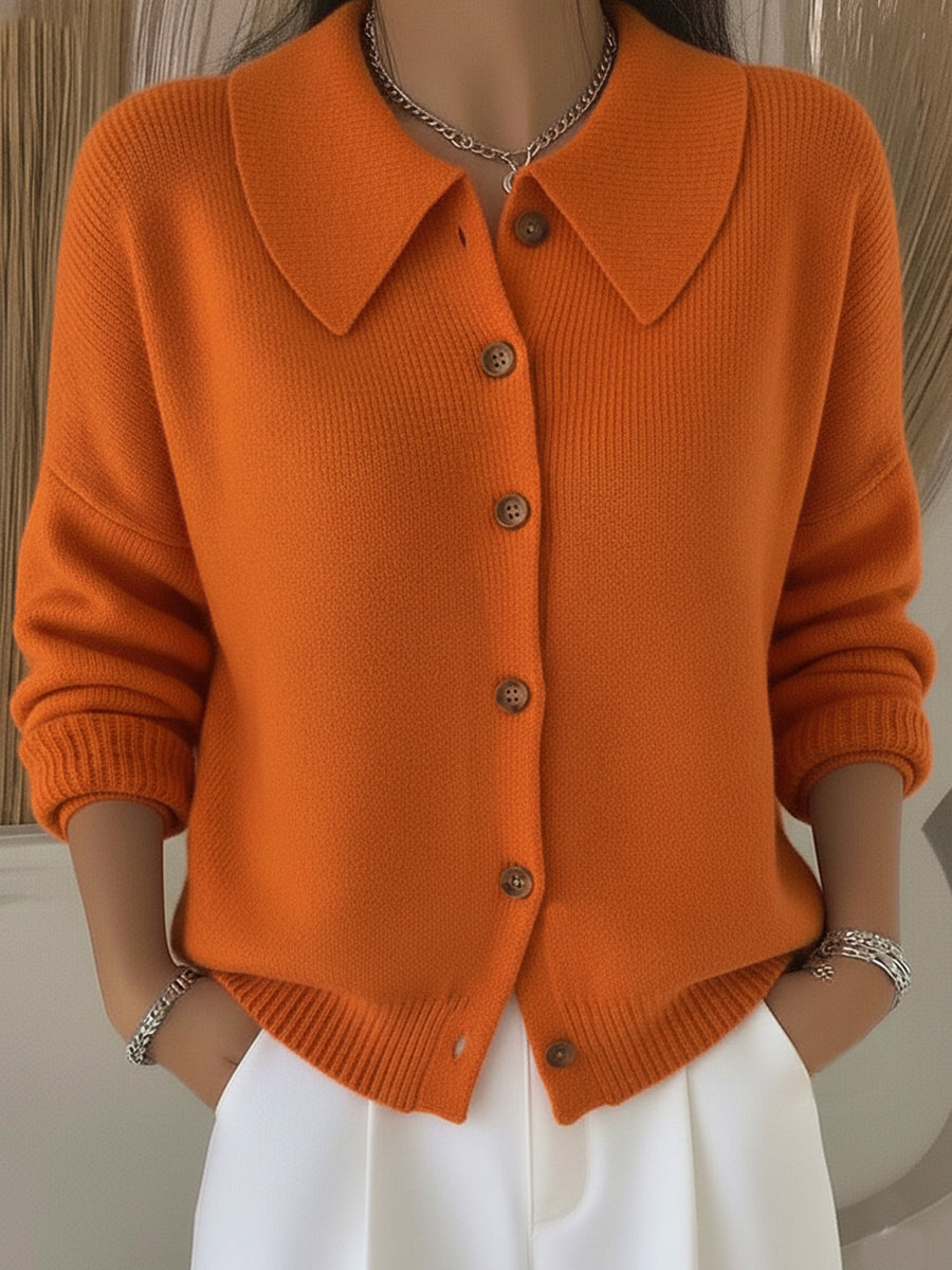 Cozy Vintage Peter Pan Collar Button Knit Cardigan Sweater
