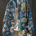 Women's Vintage Ethnic Floral Art Print Casual Cotton And Linen Shirt