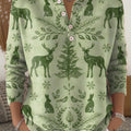 Women's Christmas Pattern Art Print Buttoned Cardigan Sweater