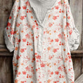 Watercolor Cherry Blossom Art Linen Blend Cozy Tunic