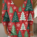 Women's Christmas Tree Pattern Print Casual Pullover Sweater