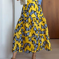 Women's High Waist Floral Print Casual Cotton Skirt