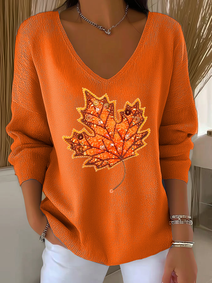 womens-vintage-maple-leaf-art-print-casual-pullover-sweater-rsxb