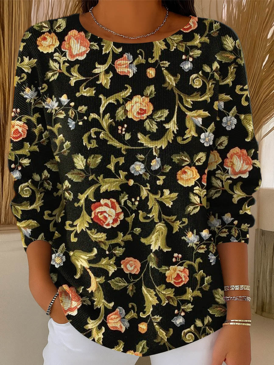 womens-vintage-floral-pattern-art-print-casual-pullover-sweater-6u1b