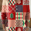 Merry Christmas Christmas Tree Plaid Art Print Buttoned Cardigan Sweater