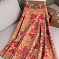 Damen-Rock aus Baumwolle mit Vintage-Blumenmuster und Kunstdruck 