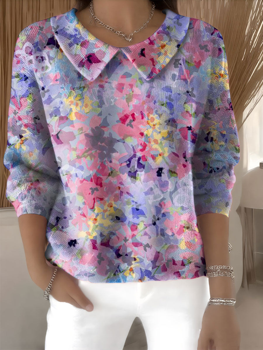 womens-floral-flowers-casual-print-peter-pan-collar-3-4-sleeve-sweater-s3vp