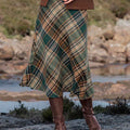 Women's Plaid Print High Waist Casual A-Line Skirt