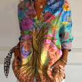 Tree Of Life Art Printed Women's Casual Cotton Shirt