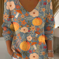 womens-floral-pumpkin-painting-art-print-casual-pullover-sweater