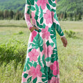 Women's Cherry Blossoms Art Print Long-sleeved Dress