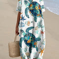Women's Turtle Art Print Flowy Dress