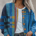 blue-geometric-color-splicing-print-buttoned-cardigan-sweater
