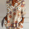 Women's Hippie Floral Art  Print Casual Cotton Shirt