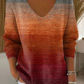 Women's Autumn Gradient Striped Casual Pullover Sweater