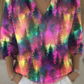 Vintage Gorgeous Christmas Tree Art Print Buttoned Cardigan Sweater
