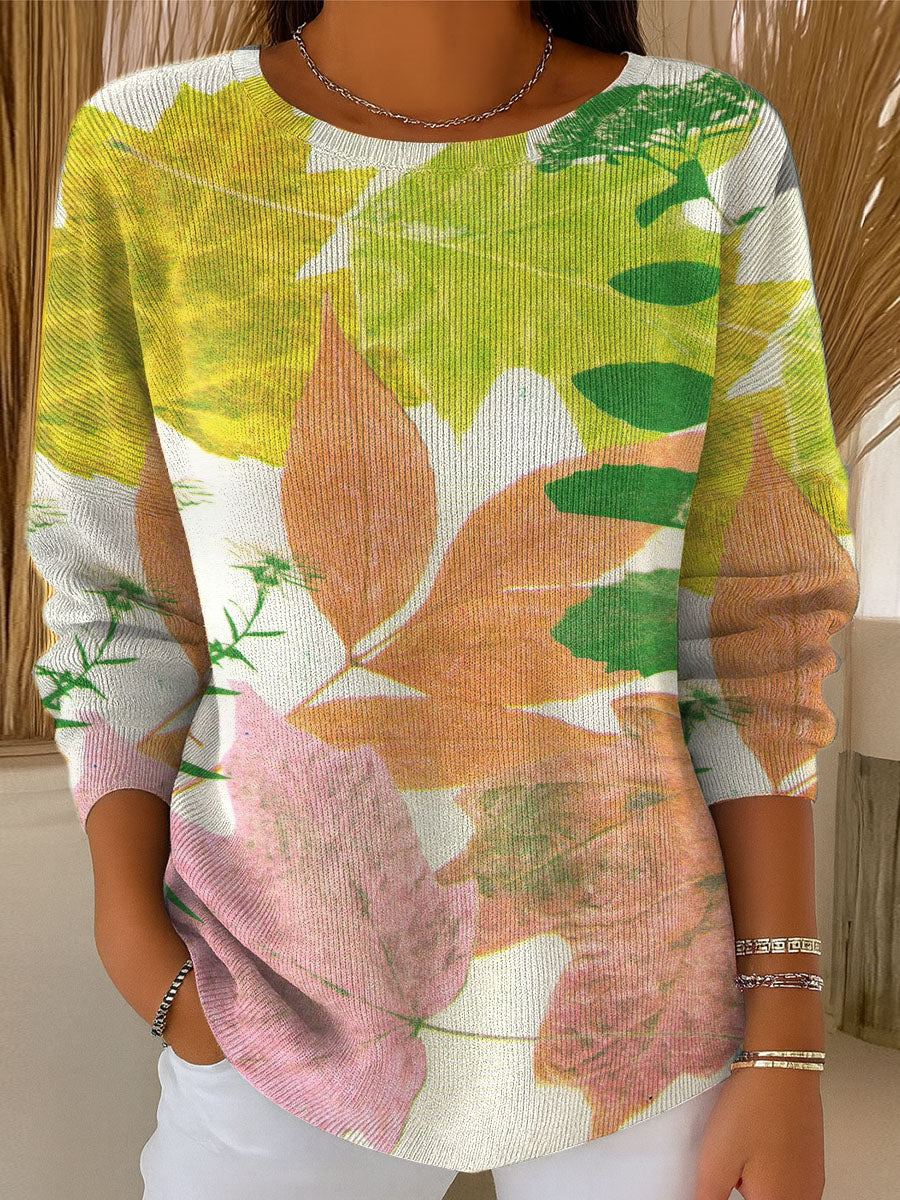 womens-colorful-maple-leaves-pattern-casual-pullover-sweater