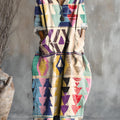 Women's Geometric Art Pattern Print Pocket V-neck Cotton Dress