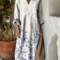 Robe en coton à imprimé floral vintage pour femme