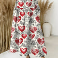 Women's Valentine's Day Love Art Print Casual Denim Dress