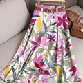 Women's Vintage Flower Art Print Cotton Skirt