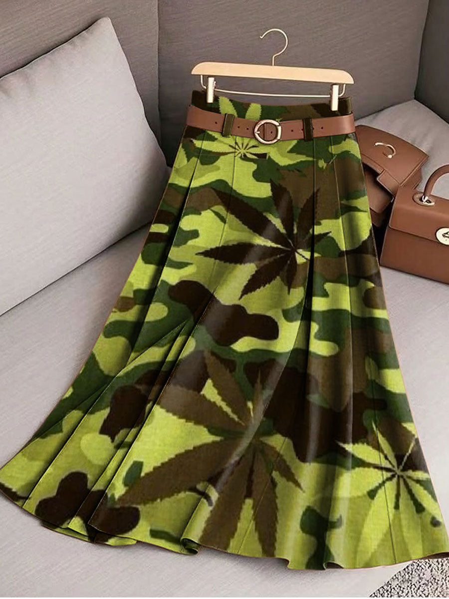 Women's Retro Pattern Casual Print Cotton Skirt