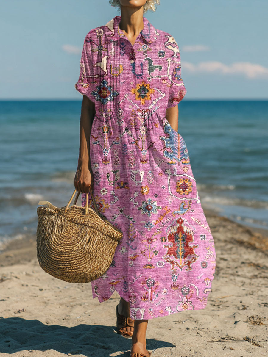 Women's Vintage Flower Art Print Dress