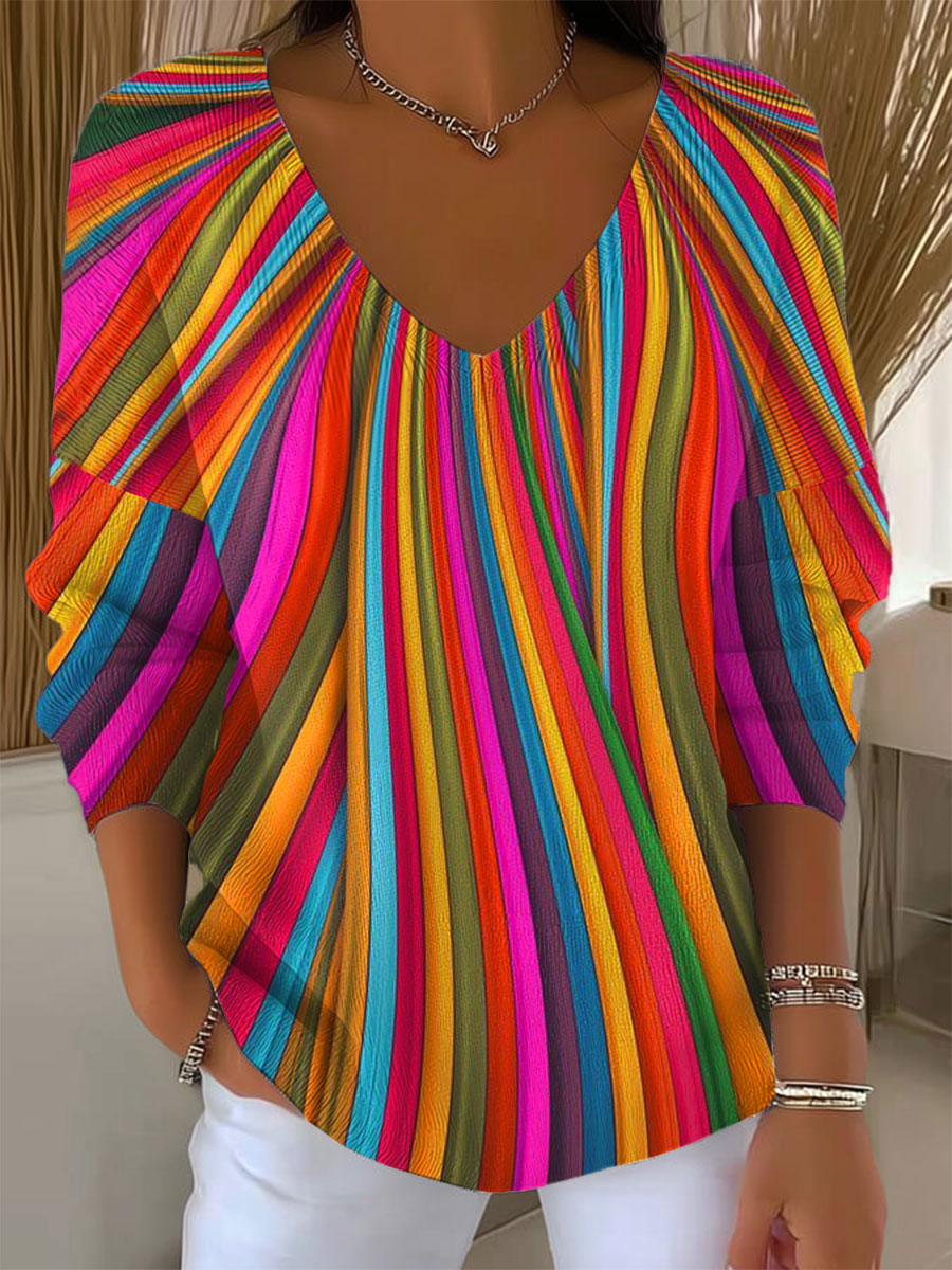 womens-vintage-rainbow-stripe-art-print-casual-pullover-sweater