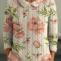 Pull femme vintage à imprimé floral, col Claudine, manches 3/4, réf. 097f