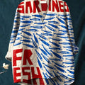 Women's Vintage Fish Sardines Art Print Casual Cotton And Linen V-neck Shirt
