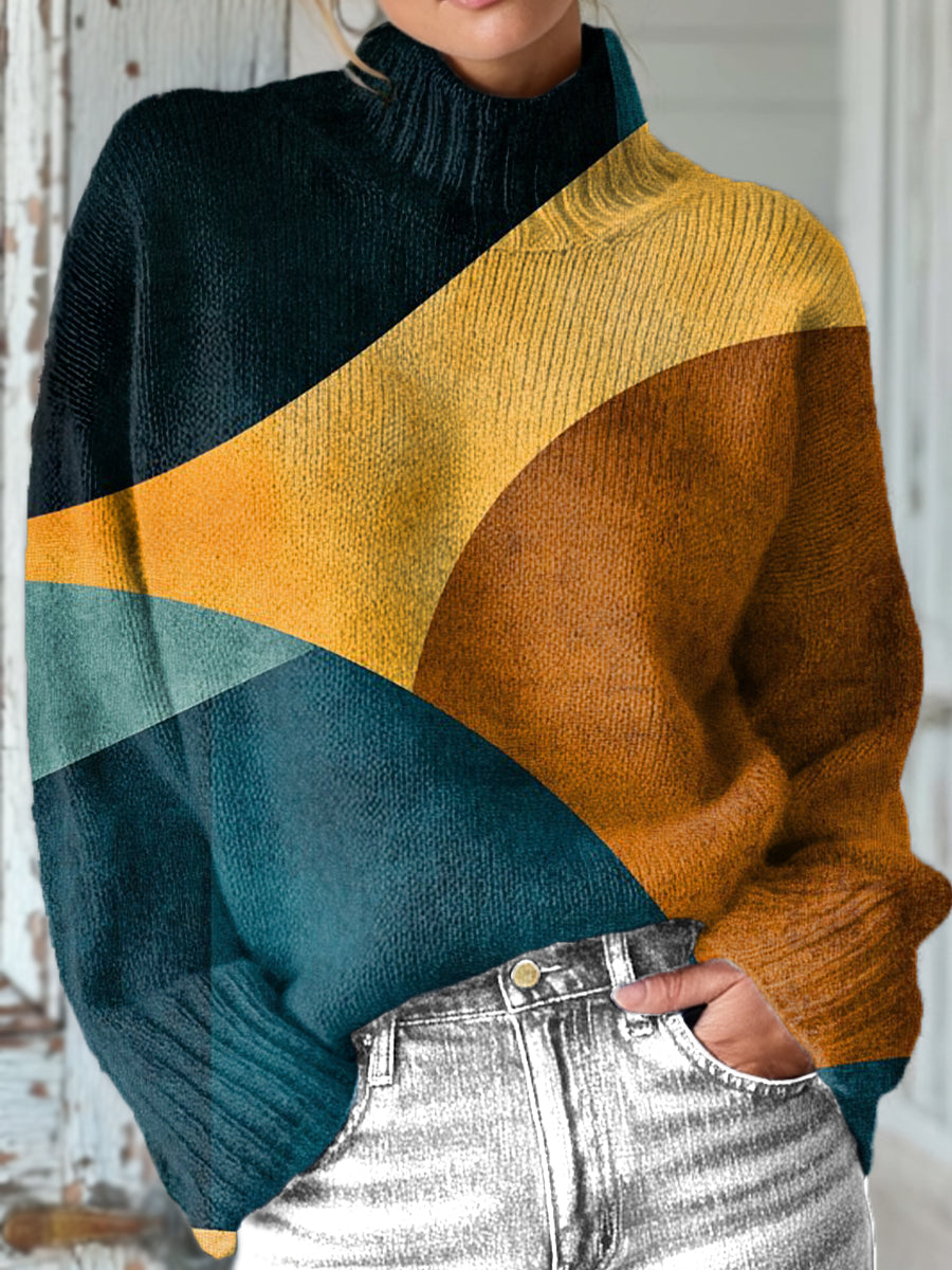 abstract-geometric-color-block-painting-art-print-knit-turtleneck-pullover-sweater