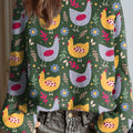 womens-funny-chicken-art-print-casual-pullover-sweater-phx7