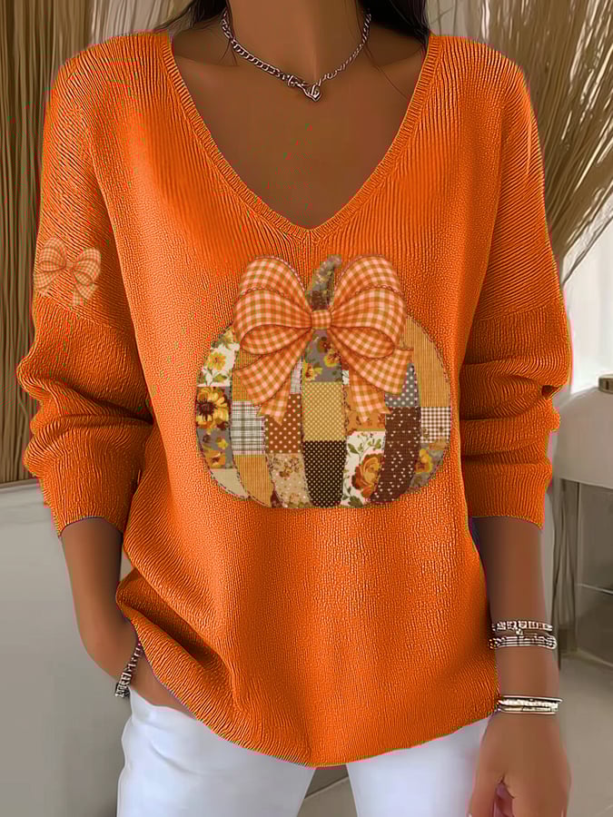 womens-vintage-pumpkin-art-print-casual-pullover-sweater-2z9q