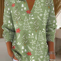 Women's Christmas Tree Art Printed Casual Sweater