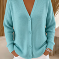 Casual Solid Color V-neck Button Cardigan Sweater