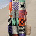 Women's Abstract Geometric Pattern Art Print Cotton Dress