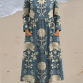 Women's Vintage Floral Art Print Casual Cotton Dress