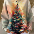 Women's Christmas Tree Pattern Art Print Casual Cotton Shirt